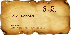 Béni Renáta névjegykártya